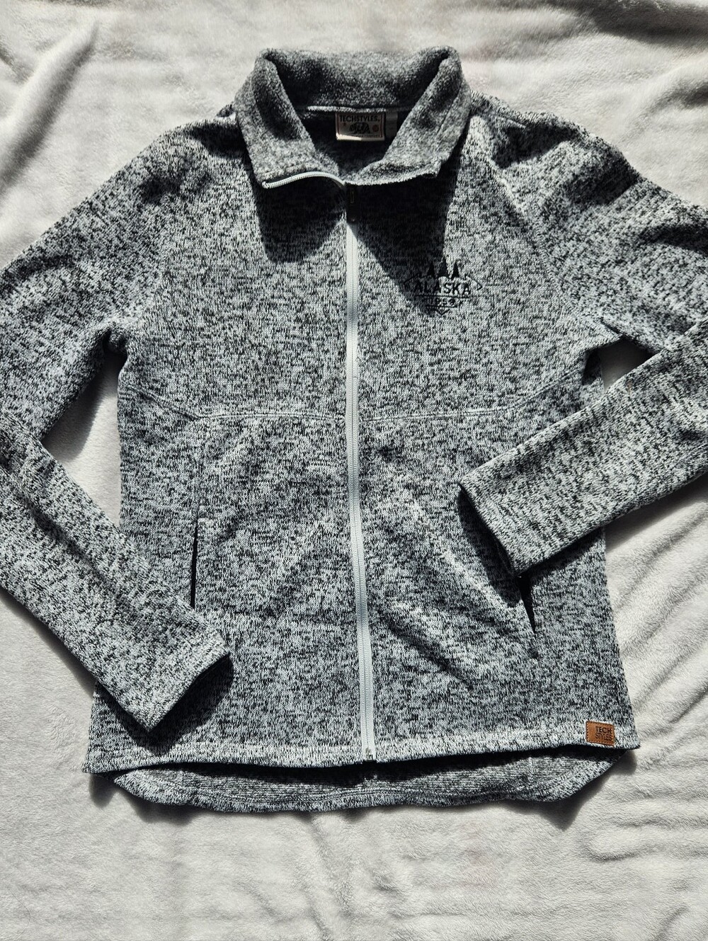 Heathered Gray Full-Zip Jacket with Stand Collar